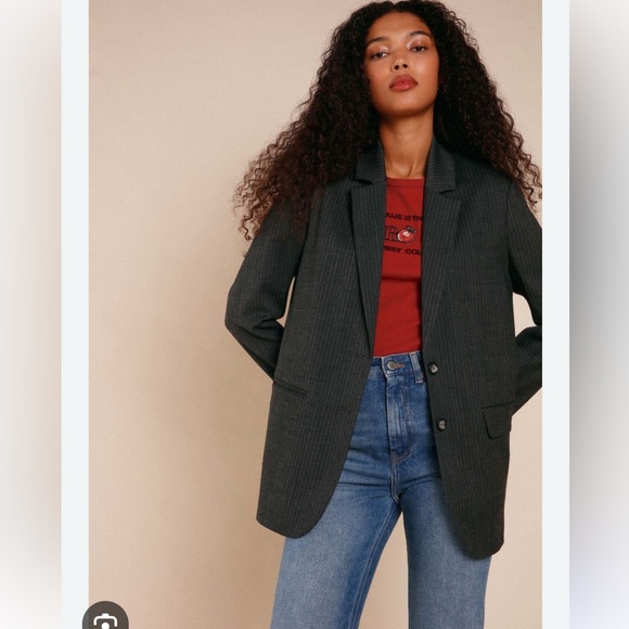 🇫🇷Rouje Jacques blazer grey pinstripe 34 - Picture 1 of 8